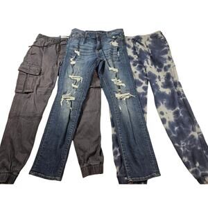 Lot of 3 different fit y2k juniors pants 30x30 EUC jeans lounge cargo tapered #